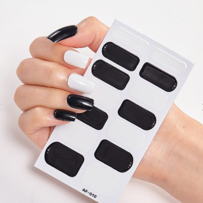 Frexos black-white semicured uv gel nail stickers kit