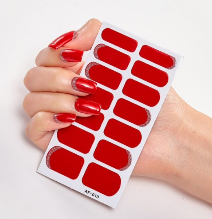 Frexos red semicured uv gel nail stickers kit