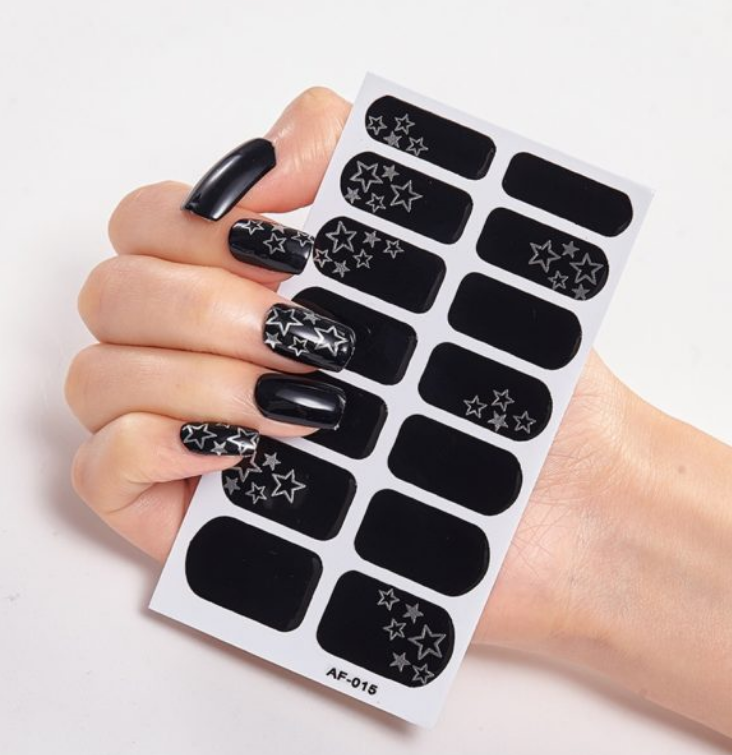 Frexos black - star semicured uv gel nail stickers kit