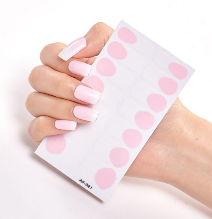 Frexos white + light Pink semicured uv gel nail stickers kit