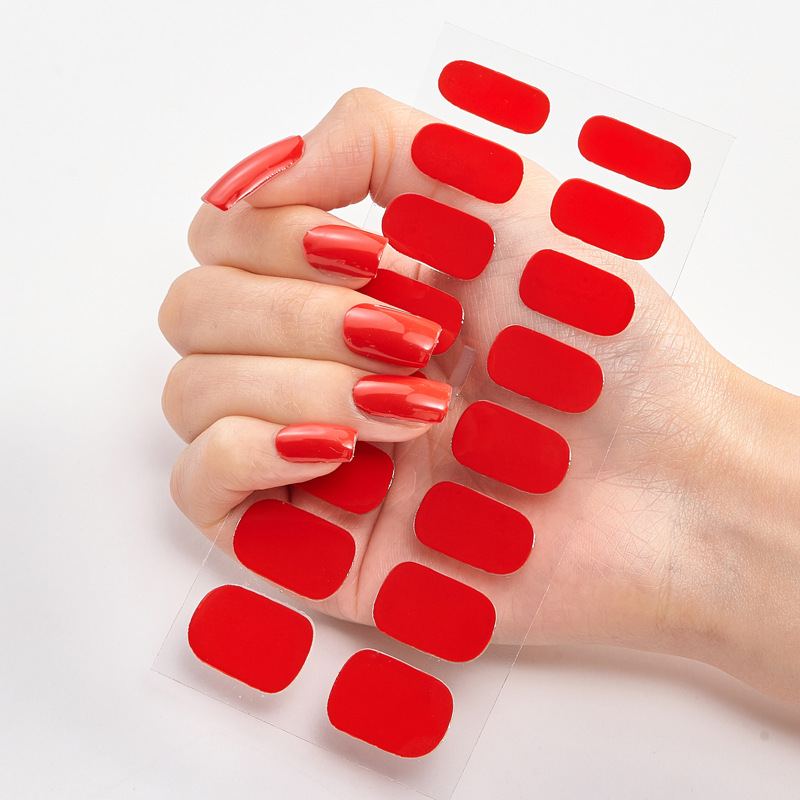 Frexos red bright-red semicured uv gel nail stickers kit