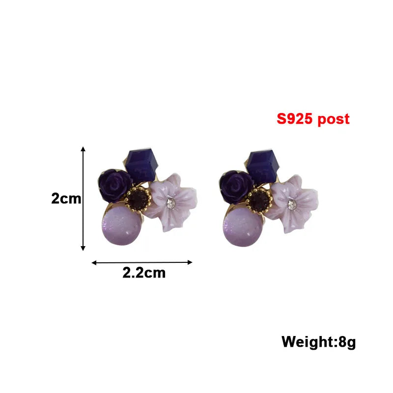 Flower Crystal Ball Mini Earrings